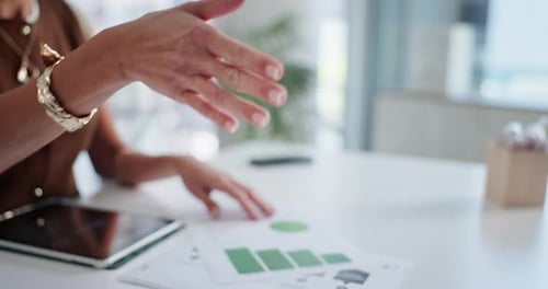 Business people, documents or meeting with handshake for partnership, deal or agreement in office