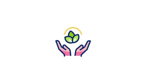 Animated Flat Design Hands Nurturing Plant Icon