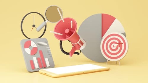 Animated 3D Business Marketing and Strategy Icons