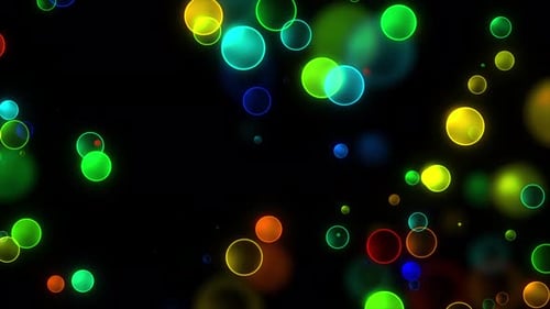 Abstract Multicolored Floating Circle Particles Background Loop