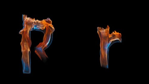 Animated Fire and Smoke Letter R Capital and Lowercase