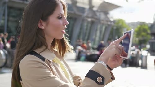 Attractive Female Person in Elegant Fashion Style Enjoying City Lifestyle