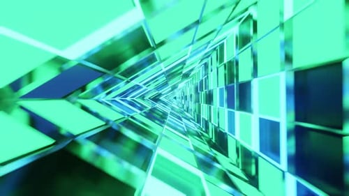 Triangle Rotated Mirrored Cyan Emerald Blue Green Glass Vj Tunnel Loop
