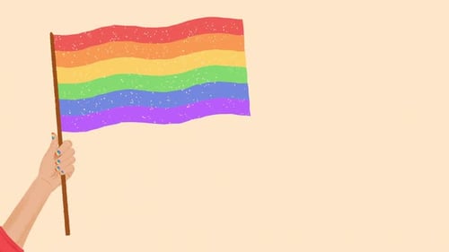 Waving Hand-Drawn Pride Rainbow Flag Animation