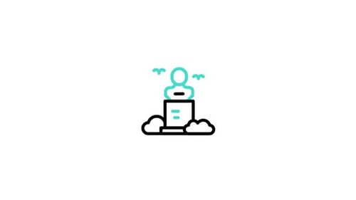 Animated Minimalist Bust Sculpture Icon with Flying Birds