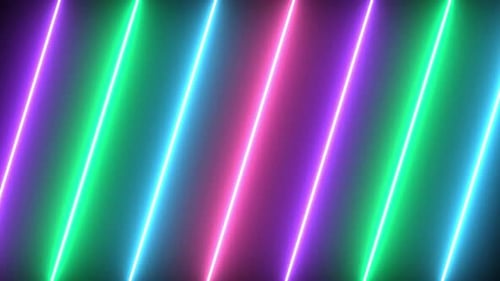 Vibrant Neon Diagonal Glowing Lines Background Loop