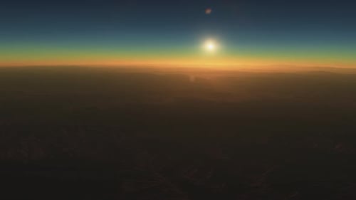 Mountain in Sunlight on Exoplanet in Another Solar System Space View