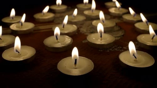Candles Burning In The Dark Celebration, New Year Or Diwali Concept.