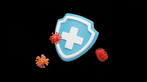 3D Medical Shield Protection Against Viruses Animation