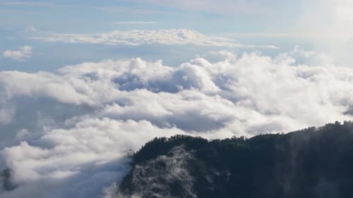 Sea Of Clouds Covering Madeira Island Aerial Footage