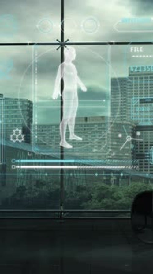 Futuristic Human Body Scan HUD Display Animation