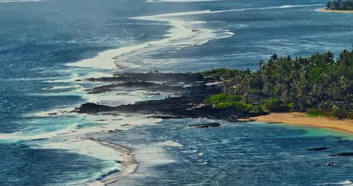 Establishing Shot of Incredibly Beautiful Tropical Island Beaches with Beautiful Turquoise Water