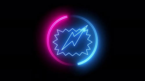 Neon Lightning Bolt Power Icon Reveal Animation