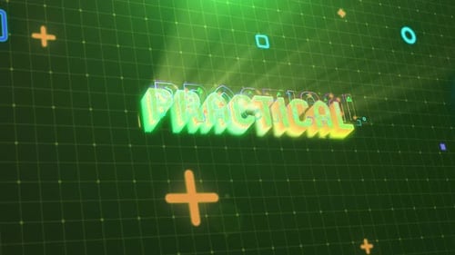 Futuristic Digital Grid Text Reveal with Geometric Shapes