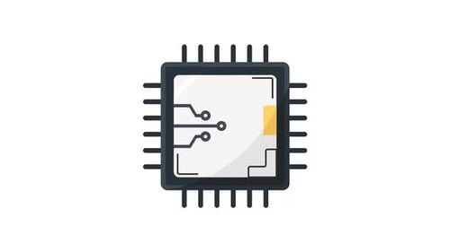 Animated Flat Design Microchip Processor Icon