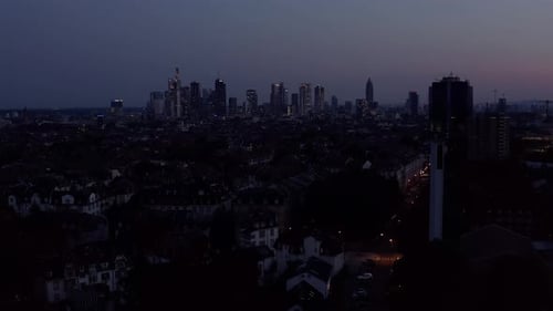 Frankfurt Germany by night aerial 2019