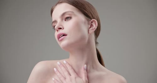 Beautiful Woman Posing in Close Up Portrait