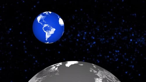 Animation der Erdplanetenkugel vom Weltraum aus gesehen, Der digitale Globus dreht sich. 1212
