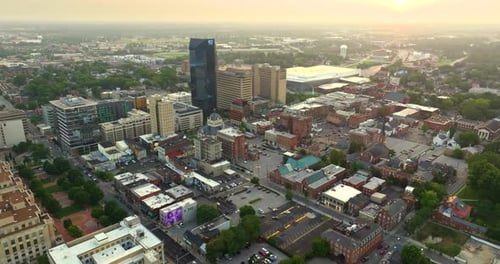 Downtown District of Lexington in Kentucky USA with High Office Buildings at Sunset American Travel