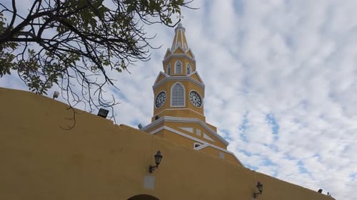 Looking Up At Clock Tower (Cartagena de Indias) In Colombia