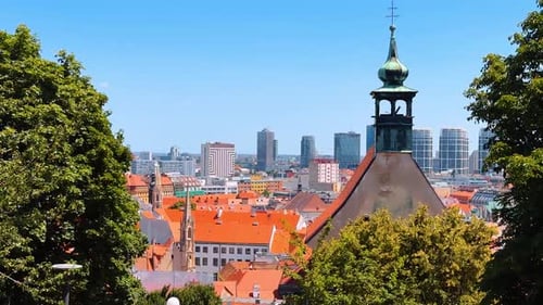 Bratislava summer skyline view. Overlooking Bratislava