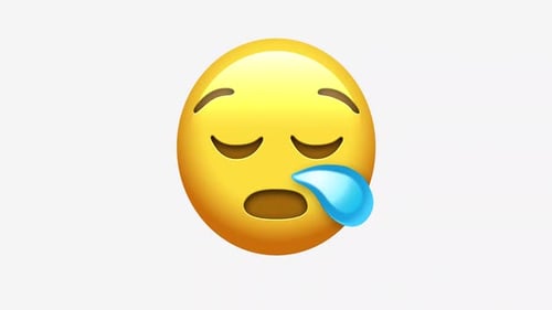 Crying Emoji Face Animation With Blue Tear Dropping