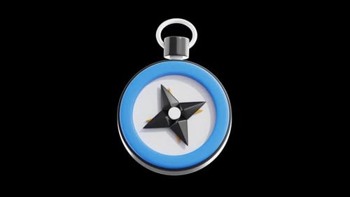 Animated 3D Compass for Travel, Exploration, and Direction