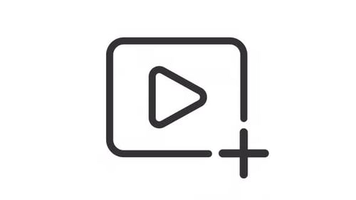 Simple thin linear black animation of upload video icon