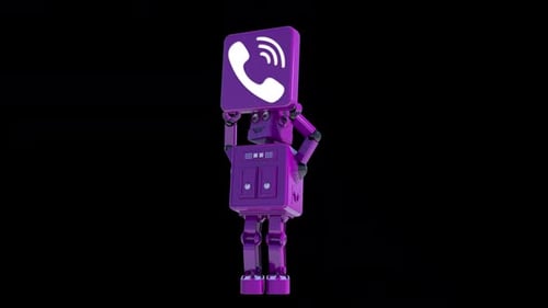 Animated 3D Robot Holding Call Icon and Dancing