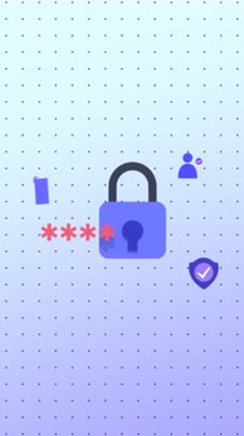 Account Security, Data Protection & Cybersecurity Concepts Animation In Vertical Video Format.