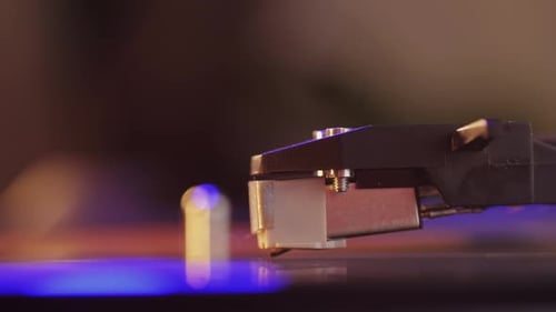 Close Up of a Record Player Needle on Vinyl