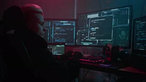 Focused Female with Hacker Inclinations Inspects Program