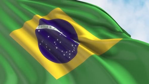 Waving Brazil Flag Realistic Loop Animation