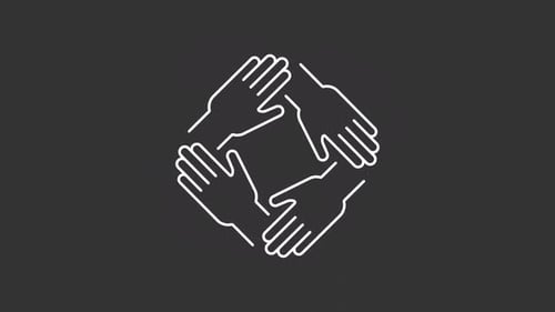 Animated Hands Forming Teamwork Circle