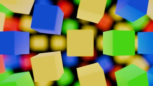 Eine Kugel aus blinkenden Lichtwürfeln, die ihre Farben ändern und sich drehen