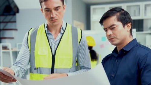 Competent Investor Investor Discuss and Brainstorm with Engineers on Blueprint