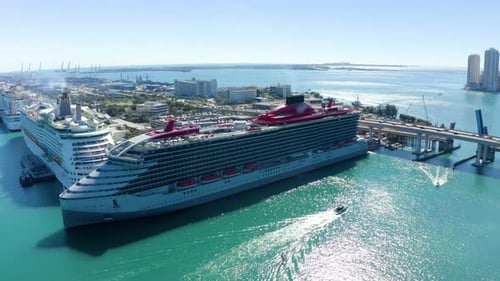 Cruise Ship At Port Miami At Miami Florida United States.