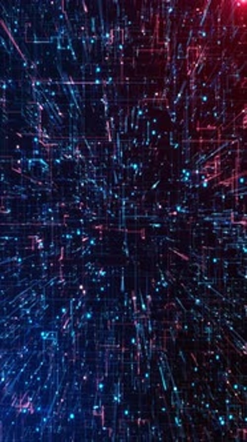 Futuristic Digital Network Grid Data Tunnel Cyberspace Grid Filled Lines Nodes High Speed Data