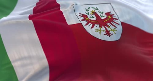 Seamless Waving Flag of South Tyrol with Eagle Emblem