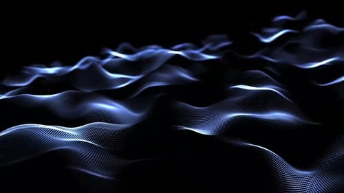 Abstract Blue Waves on Dark Background