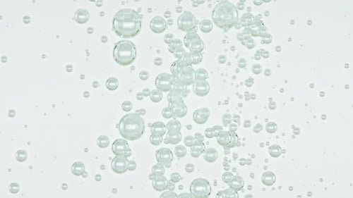 A Lot of Air Bubbles Rise From of Water Closeup Slow Motion Motion of Air Bubbles