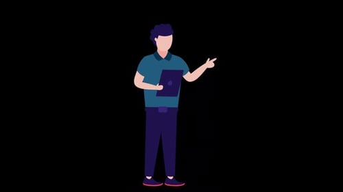 Man Using Tab Animation HD On Alpha