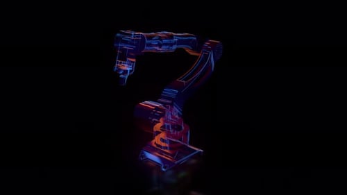 3D-Neonglühendes Roboterarm-Industriemaschinen-Hologramm
