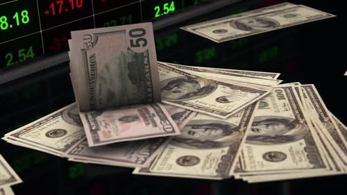 Hintergrund des Dollar Bills Stack-Handelsmarktes 4K