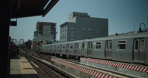 Standing on Platform in Williamsburg Brooklyn as New York City Subway Train