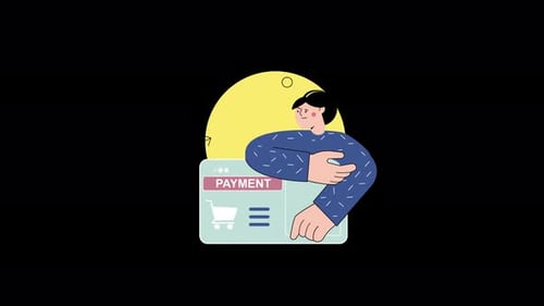 Illustration of a payment concept with a young man.