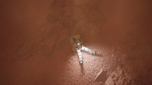 El astronauta se pone a cubierto y descansa durante Mars Dust Storm 5