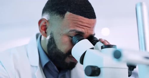Scientist Uses Microscope in Modern Lab