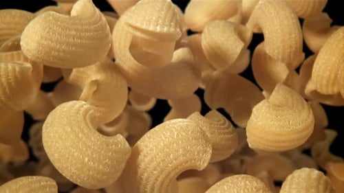 The Dry Pasta Flies Up and Falls Down Filmed on a Highspeed Camera at 1000 Fps