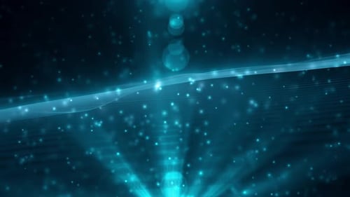 Abstract Glowing Blue Wave and Particle Background Loop